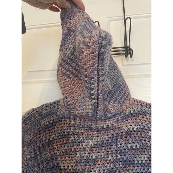 Handmade Knit Sweater Hooded Granite Stitch Purple and Pink Estimated Size L - Picture 3 of 8